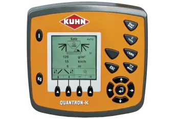Electronic groundspeed related application rate adjustment (DPAE) with the QUANTRON K for the salt and sand spreader AXEO